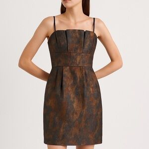 Cue Dress Mini Strapless New Year’s Eve Party Dress Removable Strap BronzeGrey 8